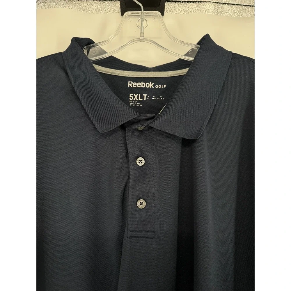 Reebok Golf Polo Shirt 5XL Tall 5XLT Navy Blue Short Sleeve Performance Collared